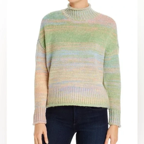 Anthropologie 525 America Space-Dye Mock-Neck Pastel Multicoloured Sweater - Picture 2 of 10